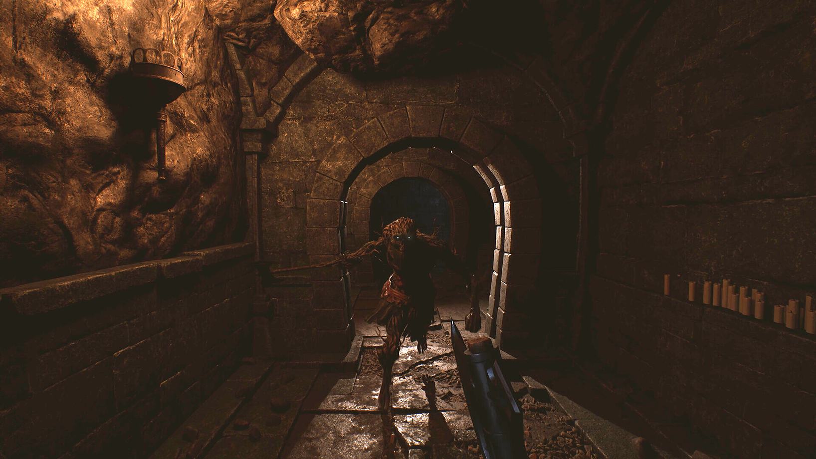 A creature seen down a dark corridor in Among the Trolls
