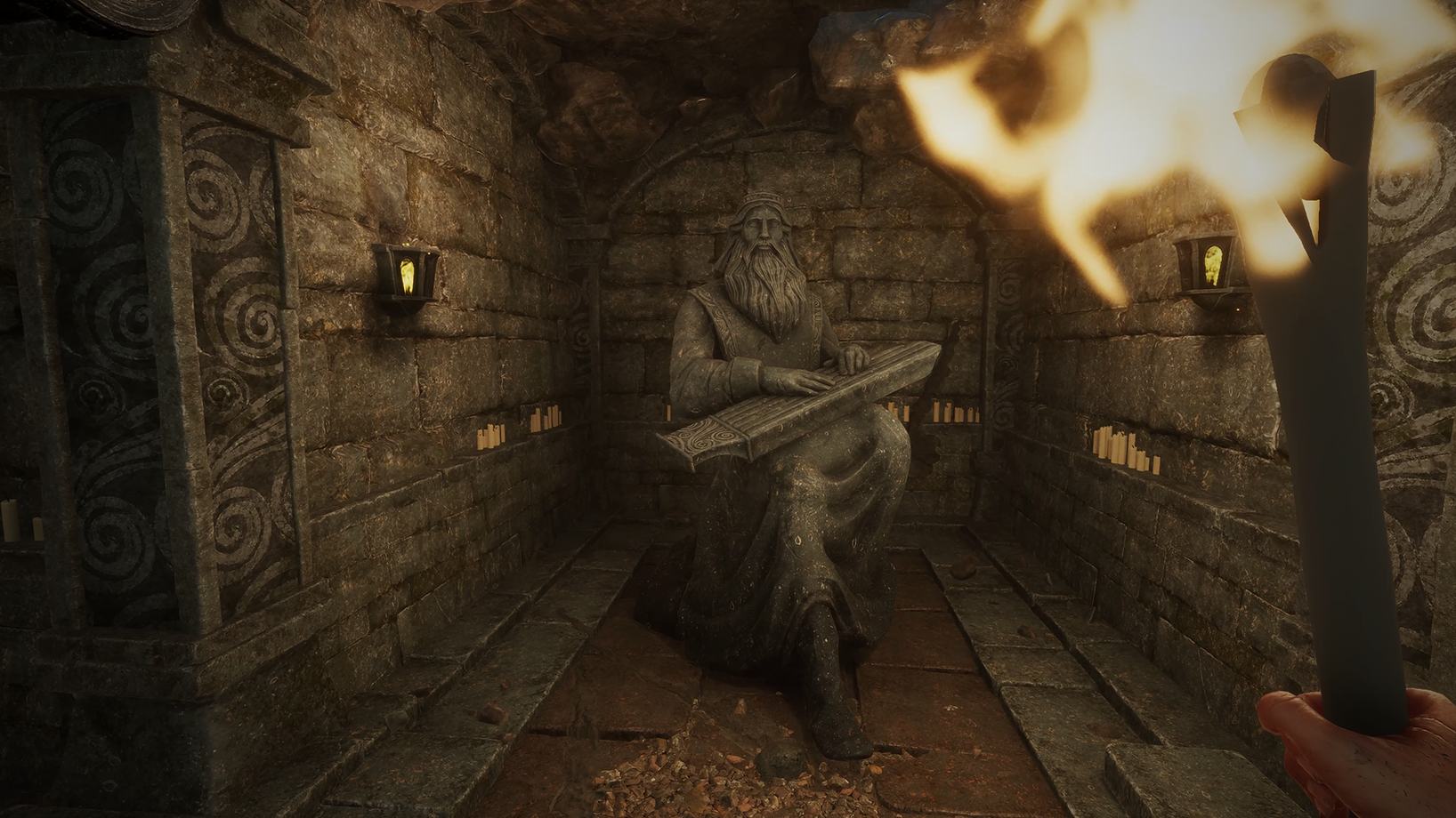Official devlog artwork of a dungeon interior in Among the Trolls